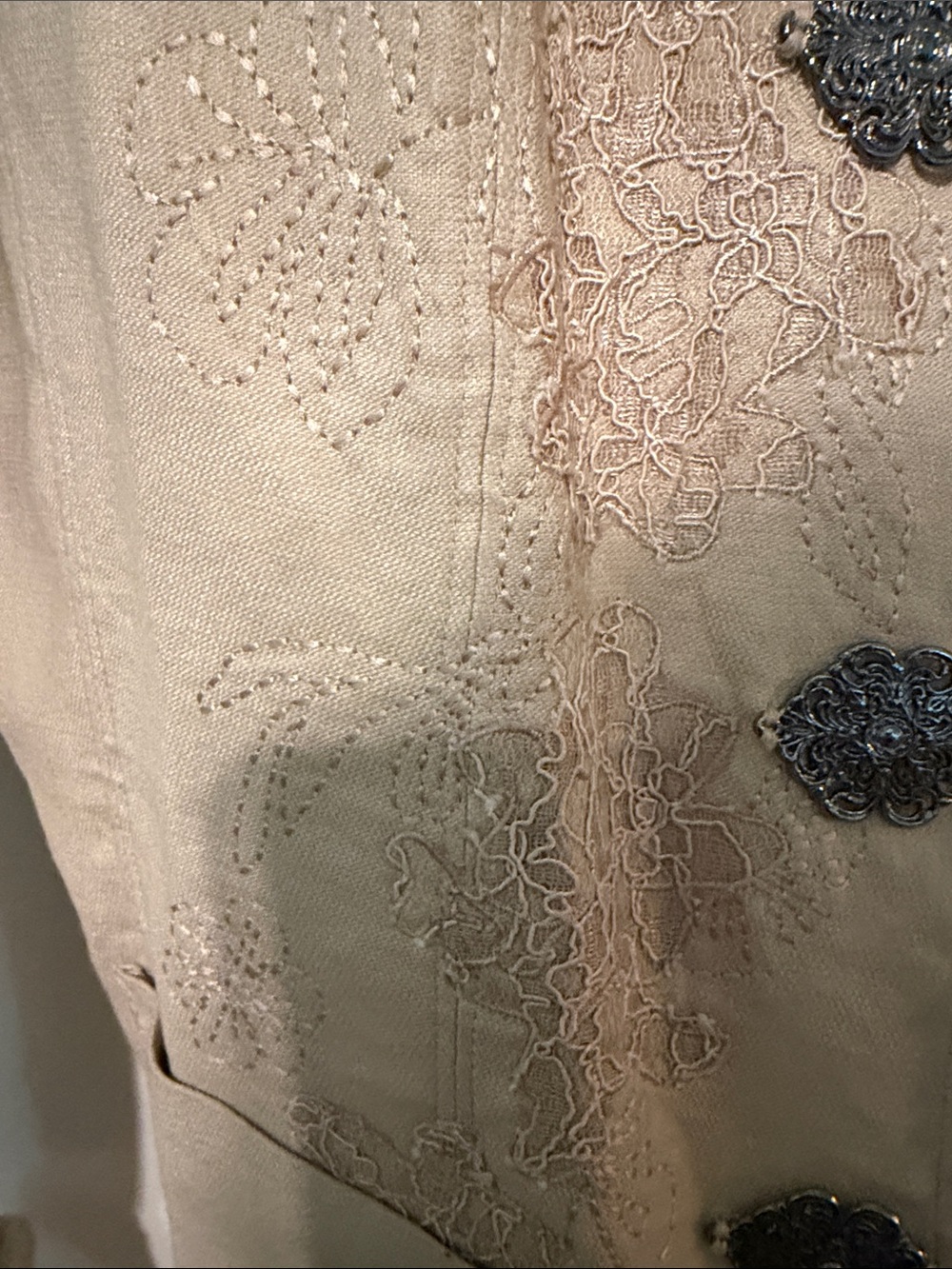 Peter Nygard Linen Blend Cream Embroidered Toggle Jacket Plus Size 14 - Picture 12 of 12